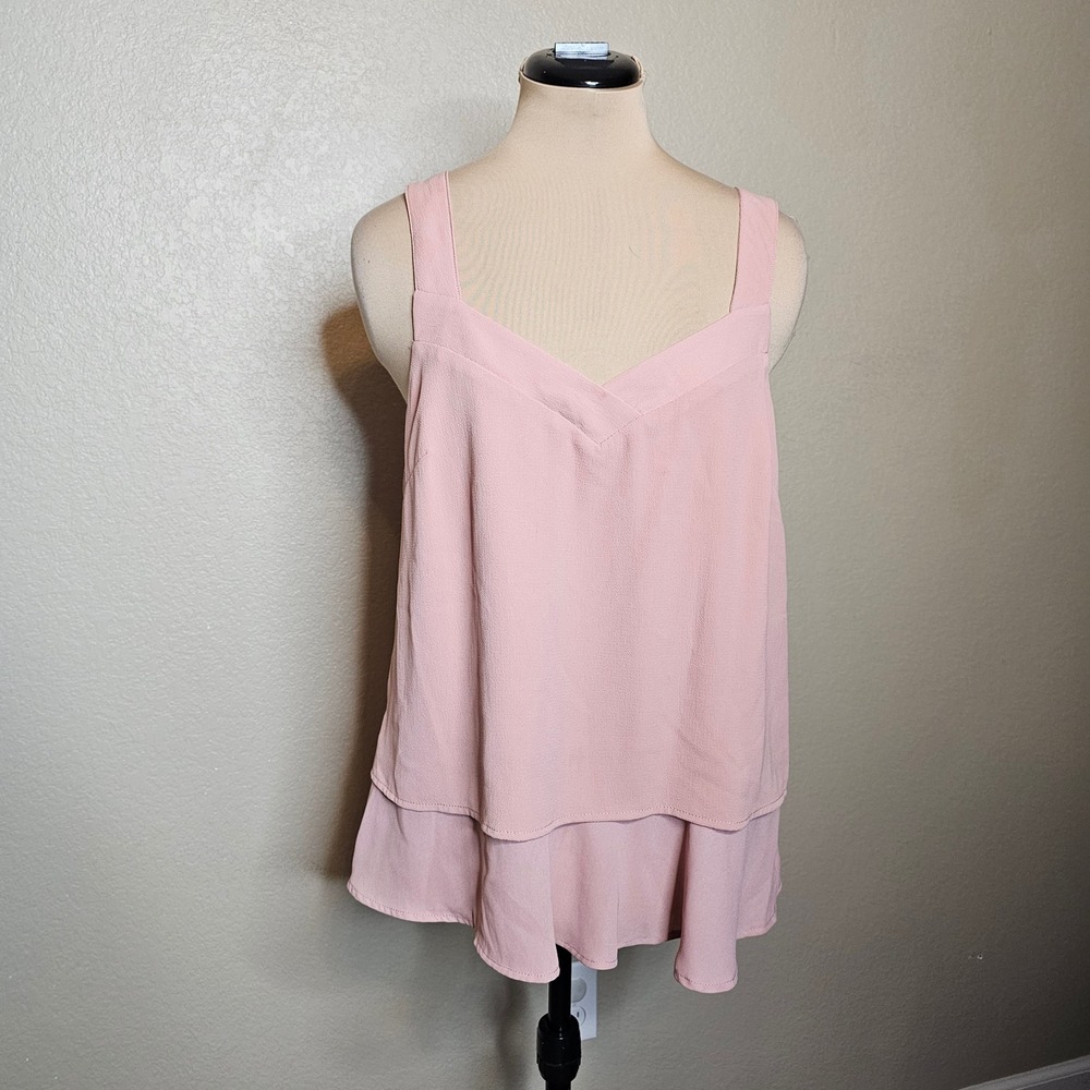 Banana Republic Womens Pink Double Layer V-Neck Sleeveless Blouse Top Small